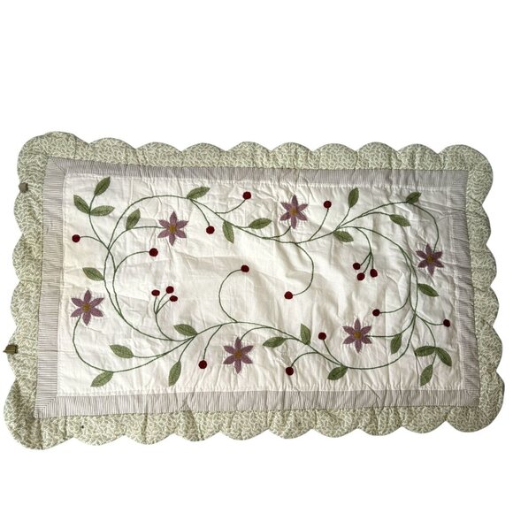 J.C. Penney Pillow Shams King Pair Pillowcases Cream Country Floral Embroidered